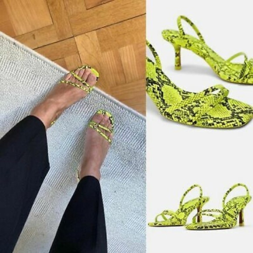 ZARA Neon Python Kitten Heels
